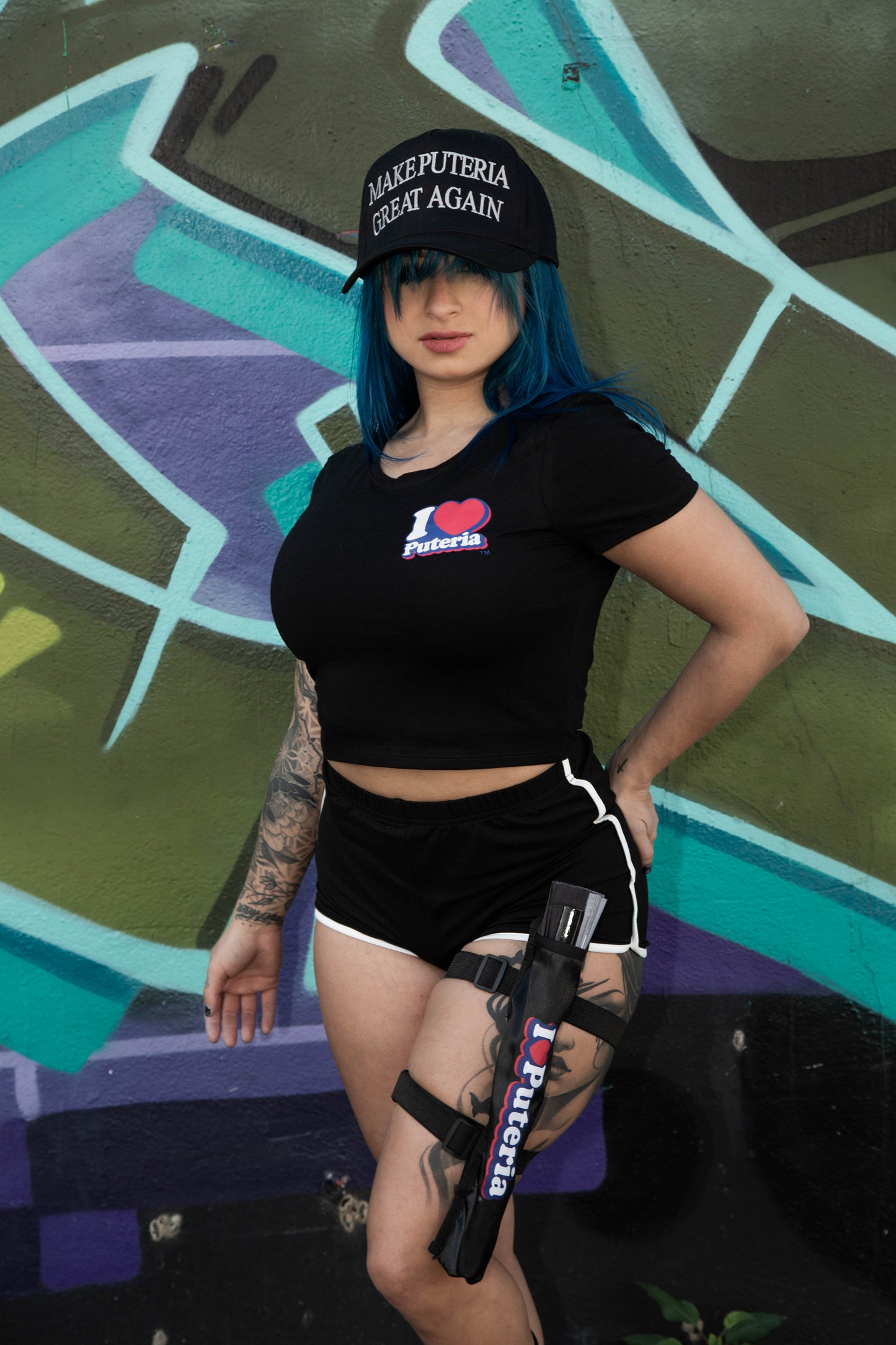 I ❤️ Puteria - Crop Top (Black)