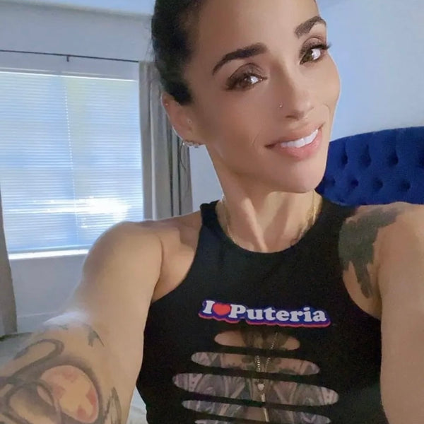 I ❤️ Puteria straight logo cutout crop tank