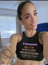I ❤️ Puteria straight logo cutout crop tank