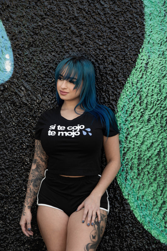 Si te cojo te mojo crop top