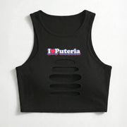 I ❤️ Puteria straight logo cutout crop tank