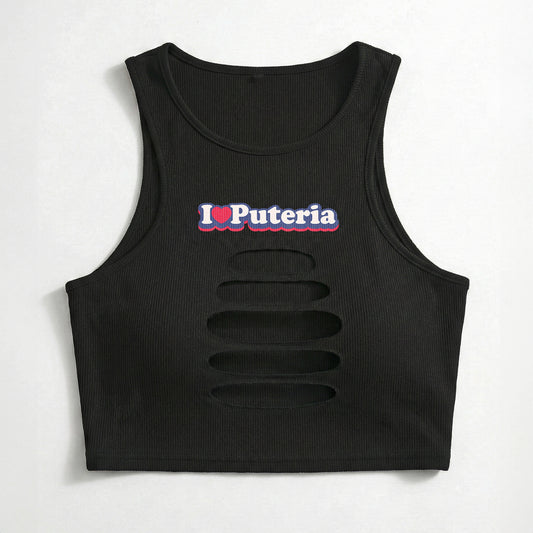 I ❤️ Puteria straight logo cutout crop tank