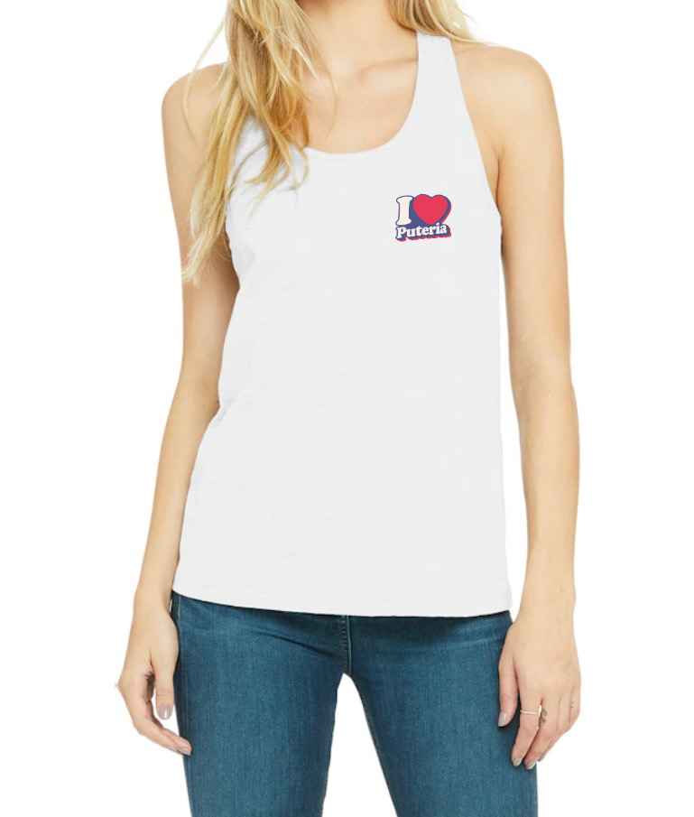 I ❤️ Puteria Ladies racerback Tank Top (White)