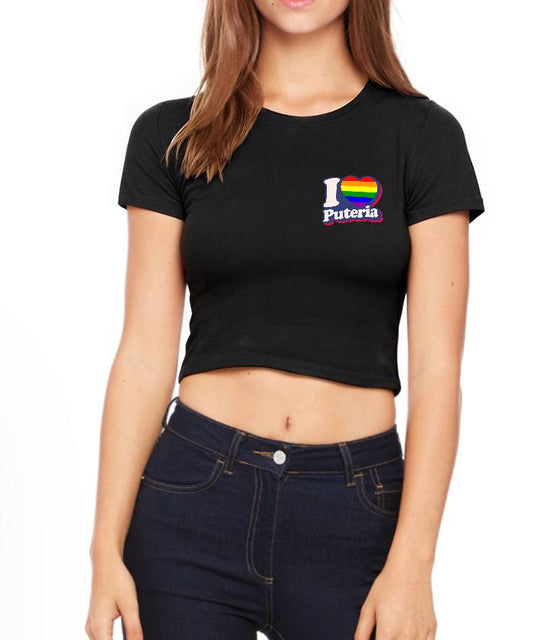 I ❤️ Puteria Pride logo crop top